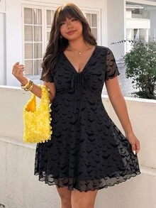 SHEIN EZwear AutumnhalloweenHal 秋季拉鍊式十字哥德風搖滾明星女款動漫連身裙 - 黑色 - 查看 6