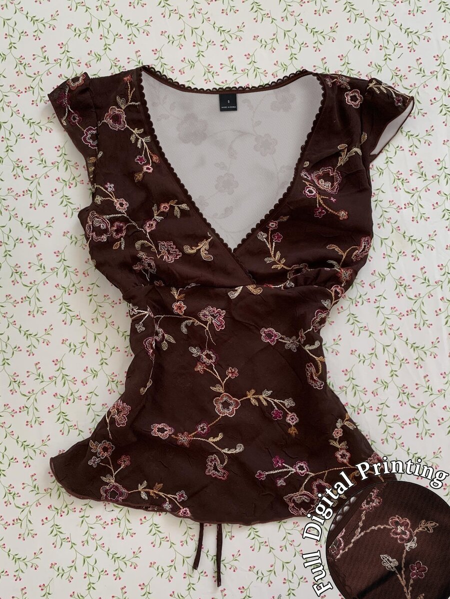 IslaSuriya Women's Summer Elegant Floral Print Top - Multicolor - View 1