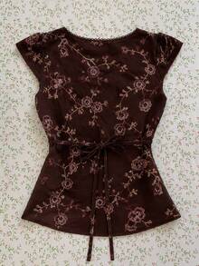IslaSuriya Women's Summer Elegant Floral Print Top - Multicolor - View 2