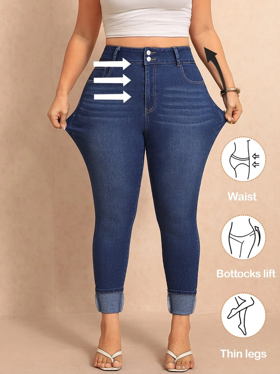 Elaquor Plus Size Casual Washed Slim Fit Jeans, Fall Winter Casual Legging Jeans For Women, High Stretch Jeans, Designer Jeans, Party, Versatile, Elegant.