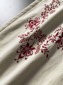 ROMWE MEN 男士花卉刺繡直筒牛仔褲 - 米色 - 查看 6
