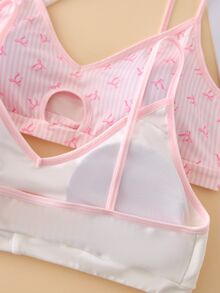 Bra Remaja Perempuan Model Sederhana dengan Motif Pita Manis dan Bantalan yang Dapat Dilepas, 2 Buah/Paket - MultiWarna - View 5
