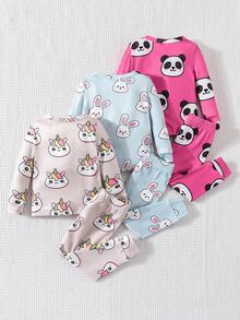 Back To School Fashion  Baby Girls Pajamas Snug Fit Fall Winter - Multicolor - View 2