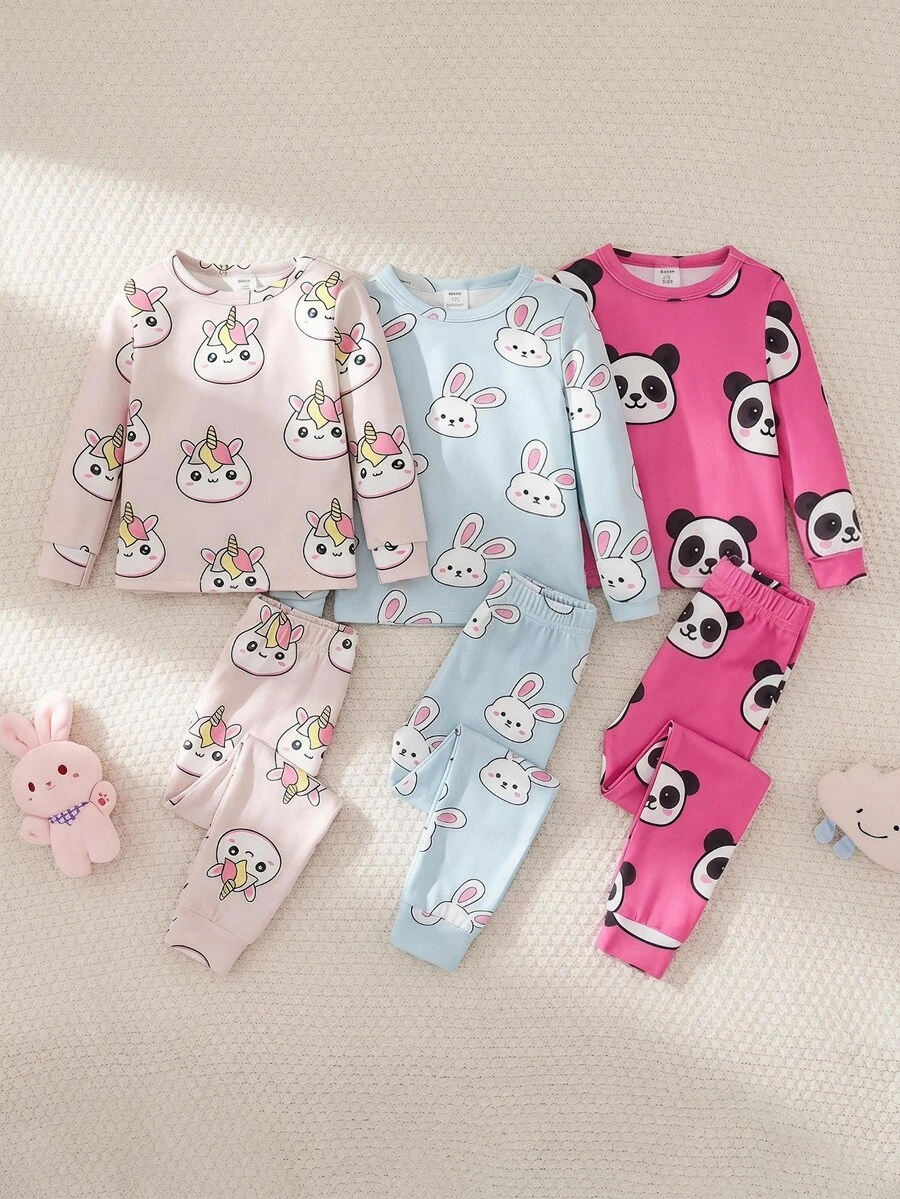 Back To School Fashion Baby Girls Pajamas Snug Fit Fall Winter - Multicolor - View 1