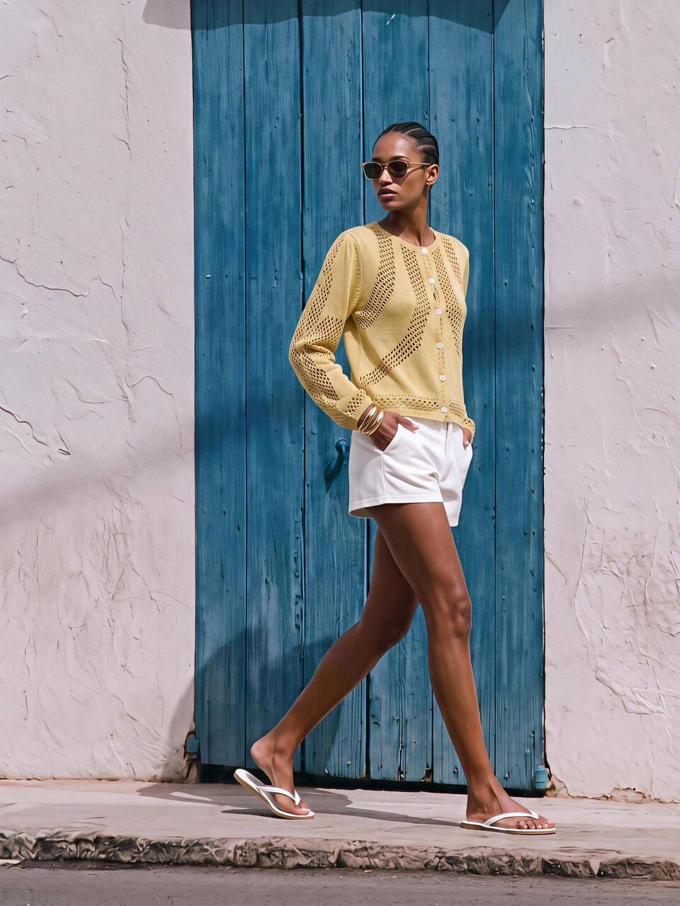 SHEIN Maija Soft Yellow Women's Knitted Cardigan Long Sleeve Round Neck Hollow Out Urban Casual Autumn/ Casual Halloween Festival Going Out Vacation