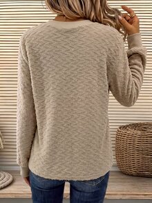 Holdful Holdful Setelan 2 Potong Wanita: Kardigan Rajut Lengan Panjang Kerah Bulat Kancing Depan Bahan Bertekstur Nyaman dan Kasual serta Tank Top Pas Badan, Musim Gugur/Dingin - Khaki - View 2
