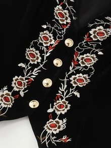 LUMIGAL Women's Black Embroidered Sleeveless Waist-Cinching Short Jacket - Black - View 6
