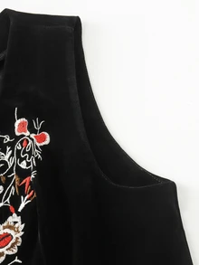 LUMIGAL Women's Black Embroidered Sleeveless Waist-Cinching Short Jacket - Black - View 7