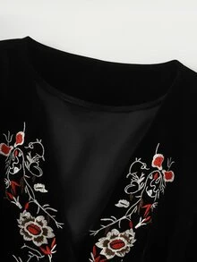 LUMIGAL Women's Black Embroidered Sleeveless Waist-Cinching Short Jacket - Black - View 4