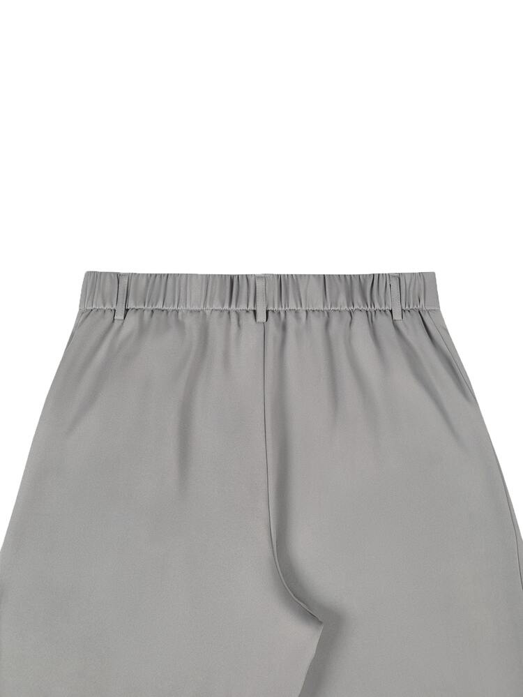 SLATEMANN Men's Grey Long Pants, Double Pleated Design, Fashionable Versatile Casual, Loose Fit Dress Pants - Grey - View 5