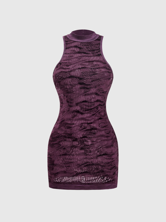 Robe mini d'été Y2K pour soirée, imprimé animal, col licou, dos nu, dévoilant les hanches