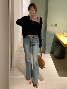 DAZY Setelan 2 Potong Wanita: Atasan Camisole Pas Badan dan Kardigan Longgar, Kasual untuk Liburan Musim Semi/Gugur - Hitam - View 7