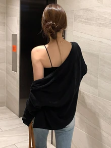 DAZY Setelan 2 Potong Wanita: Atasan Camisole Pas Badan dan Kardigan Longgar, Kasual untuk Liburan Musim Semi/Gugur - Hitam - View 4