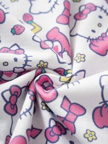 HELLO KITTY AND FRIENDS | SHEIN Set Piyama Bayi Perempuan Lengan Pendek dan Celana Motif Kartun - Putih - View 9