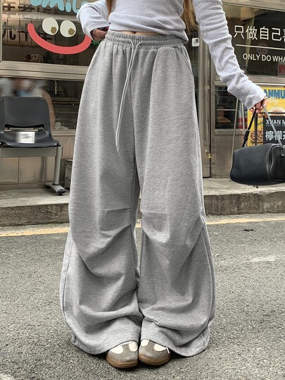 DAZY Women's Solid Color Loose Ruched Elastic Waist Drawstring Casual Streetwear Sport Vacation Spring Autumn Sweatpants
