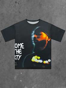 INAWLY Women's Retro Graphic T-Shirts Street Character Prints Hip-Hop Elements Spring And Summer Daily Wear T-Shirts - Black - View 3