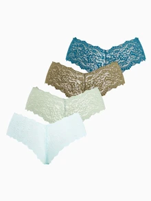 Slumbrini 4pcs/Pack Plus Size Women Lace Sexy Briefs - Multicolor - View 2