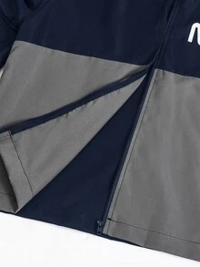 2件組青少年男孩休閒運動拼接配色連帽外套與長褲套裝，適合通勤、上學、日常休閒、度假、旅行、運動，秋冬穿著 - 彩色 - 查看 5