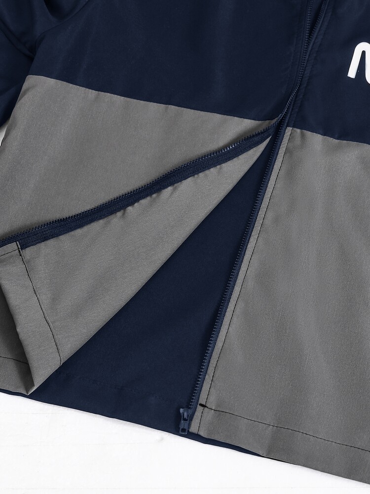 2pcs Teen Boy Casual Sports Pattern Colorblock Hooded Jacket And Pants Set, Suitable For Commuting, School, Daily Casual, Vacation, Travel, Sports, Autumn/Winter - Multicolor - View 5