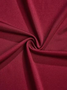 SOLERSUN Plus Size Women's Burgundy Elegant Off-Shoulder Long Sleeve Ruched Fitted Midi Dress With Metallic V-Neckline, Date Party Dress Fall - Burgundy - View 8