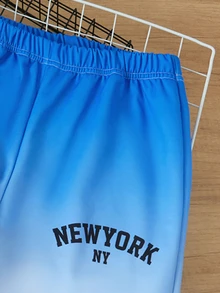 2pcs/Set Teen Boys' Casual Letter Print Hoodie Sweatshirt And Sweatpants Set, Spring & Autumn - Blue - View 4