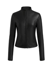 SHEIN Jaket Olahraga Anak Perempuan Remaja Musim Semi Musim Panas Musim Gugur Musim Dingin Semua Musim Olahraga Perlindungan Matahari Resleting Pas Badan untuk Lari, Gym, Yoga, Pas Badan - Hitam - View 7