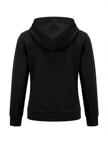 Yalmera Jaket Lengan Panjang Wanita dengan Tali Serut, Tudung, dan Resleting, Kombinasi Warna, Kasual, Serbaguna, untuk Perjalanan Sehari-hari - Hitam dan Putih - View 2