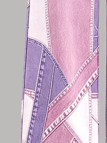 Girls' Fresh Fashion Purple & Pink Patchwork Heart Print Basic Short Sleeve T-Shirt & Purple & Pink Patchwork Wide Leg Pants Set - Multicolor - View 5