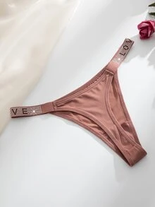 Wedaily 8pcs/Set Luxury Rhinestone Decorated Women's Comfortable Thong Panties, Multicolor - Multicolor - View 5