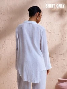 Swim Chiccia 女款度假海灘寬鬆輕盈透視襯衫罩衫，休閒和服風外套 - 白色 - 查看 2