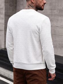 Manfinity Homme Men's Long Sleeve Letter Print Round Neck Casual Shirt - White - View 4