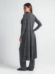SHAPORA Women Lounge Sets Busur Simpul Plain Santai-Wanita - Dark Grey - View 2