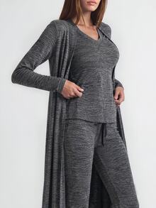 SHAPORA Women Lounge Sets Busur Simpul Plain Santai-Wanita - Dark Grey - View 3