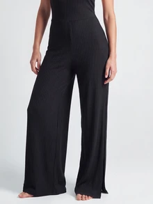 SHAPORA Women's Sleeveless Ribbed Jumpsuit Loungewear - Black - View 7