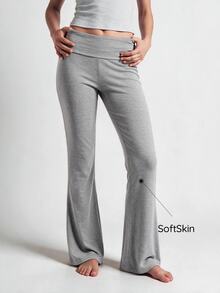 SHAPORA Minimalist Grey High Waist Folded Waist Comfortable Loungewear Pants - Grey - View 7