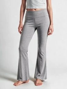 SHAPORA Minimalist Grey High Waist Folded Waist Comfortable Loungewear Pants - Grey - View 3