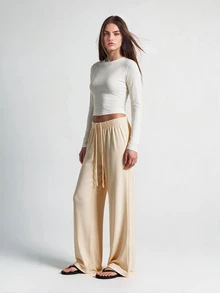 SHAPORA Conjunto de pijama de punto cómodo y minimalista casual para mujer - Multicolor - Ver 4