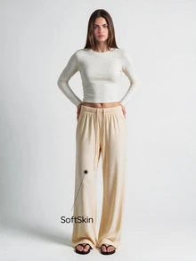 SHAPORA Conjunto de pijama de punto cómodo y minimalista casual para mujer - Multicolor - Ver 6