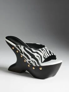 Denimoi Women Platforms & Wedge Sandals - Black and White - View 4