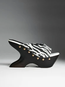 Denimoi Women Platforms & Wedge Sandals - Black and White - View 1