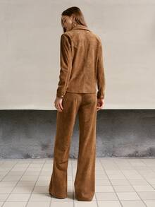 MOTF PREMIUM SUEDE FLAP POCKET BUTTON FRONT SHIRT - Brown - View 4