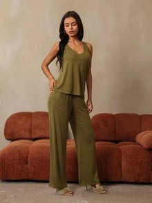 HautHeat Women Lounge Sets - Army Green - View 3