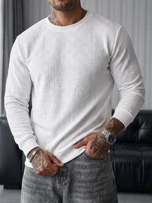Manfinity Homme Men's Solid Color Casual Versatile Daily Wear Pullover Pullover Sweatshirt - White - View 5