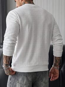 Manfinity Homme Men's Solid Color Casual Versatile Daily Wear Pullover Pullover Sweatshirt - White - View 2