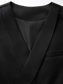 Manfinity Mode Men Shawl Collar Double Breasted Waistcoat Without Shirt - Black - View 6