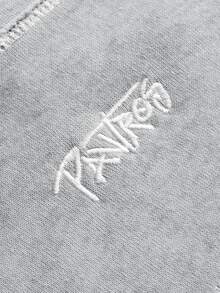 PAVTROS 男士字母刺繡圖案連帽休閒日常衛衣 - 灰色 - 查看 2