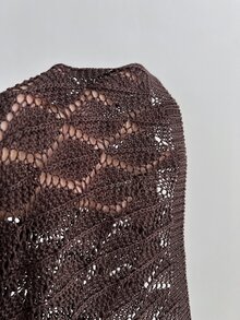 Elamini Jaket Pendek Rajut Berongga, Jaket Pelindung Matahari Gaya Lembut dengan Tali Ikat, Pakaian Luar Musim Semi/Panas untuk Wanita Modis - Aprikot - View 6