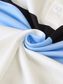 SHEIN 青少年男孩拼接長袖 Polo 衫，簡約時尚翻領白色襯衫，適合疊穿或外穿，適合日常穿著、度假、校園、季節過渡，春秋款 - 白色 - 查看 6