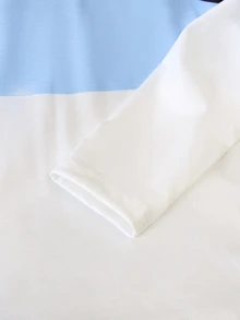 SHEIN 青少年男孩拼接長袖 Polo 衫，簡約時尚翻領白色襯衫，適合疊穿或外穿，適合日常穿著、度假、校園、季節過渡，春秋款 - 白色 - 查看 4