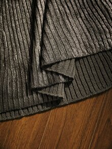 MOTF PREMIUM SOLID RIBBED KNIT SWEATER DRESS - Silver - View 9